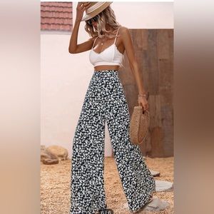 Wide Leg Floral Pants
